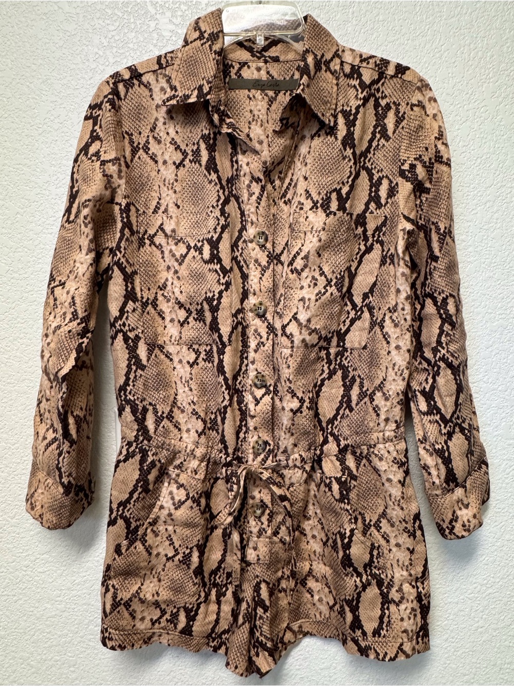 Enza Costa snake-print linen play suit